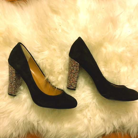 J. Crew Shoes - *NWOT* J.Crew Suede Glitter Block Heels